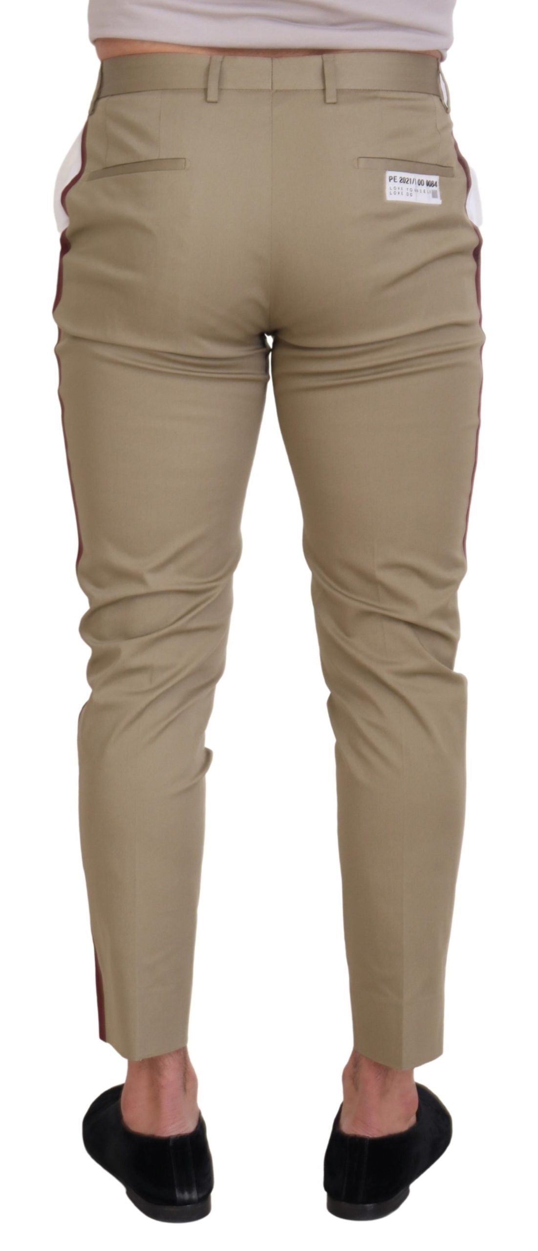 Dolce & Gabbana Two-Tone White & Brown Chic Cotton Pants IT48 / M