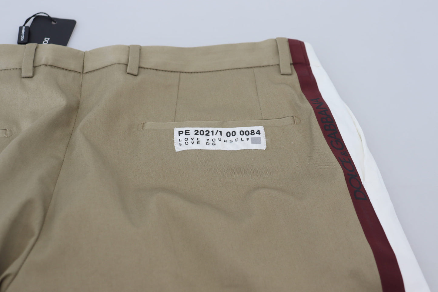 Dolce & Gabbana Two-Tone White & Brown Chic Cotton Pants IT48 / M