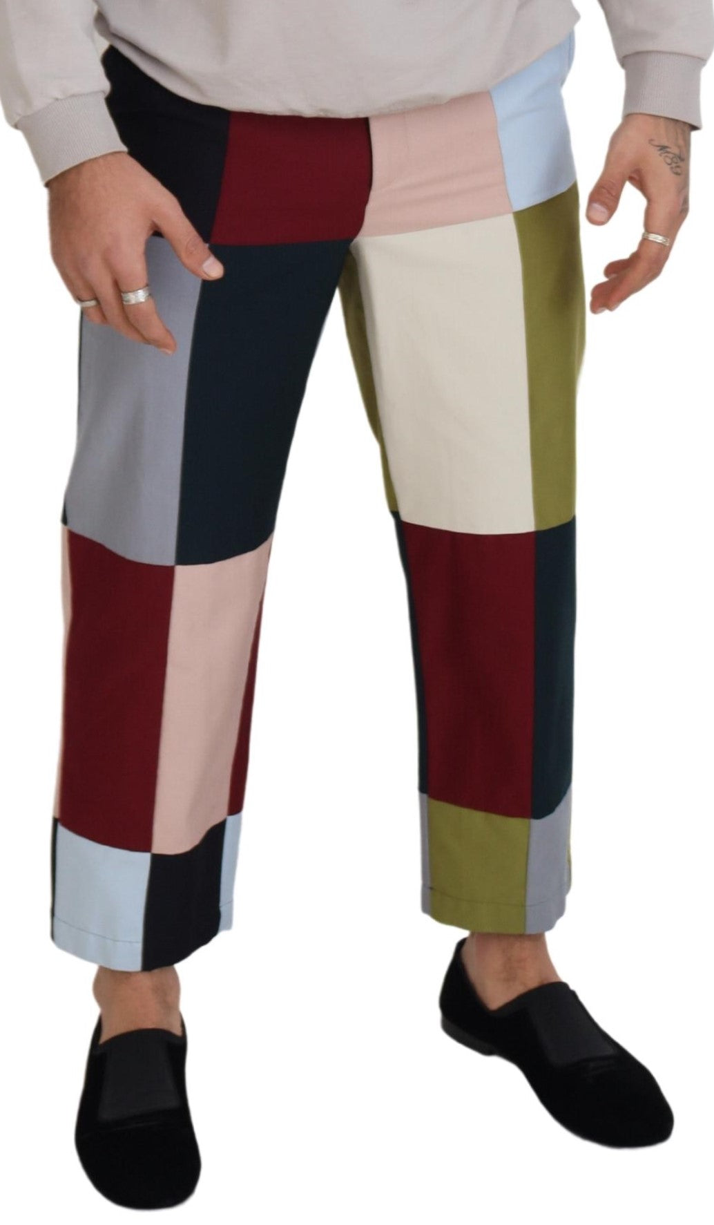 Dolce & Gabbana Stunning Multicolor Patchwork Pants IT48 / M