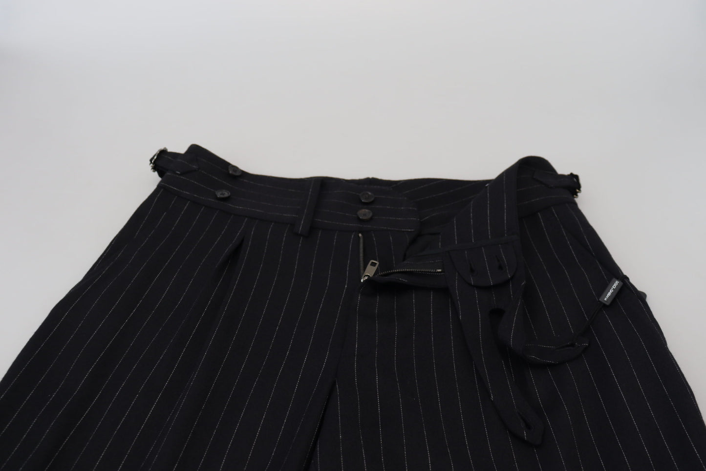 Dolce & Gabbana Elegant Black Striped Wool Blend Trousers IT48 / M