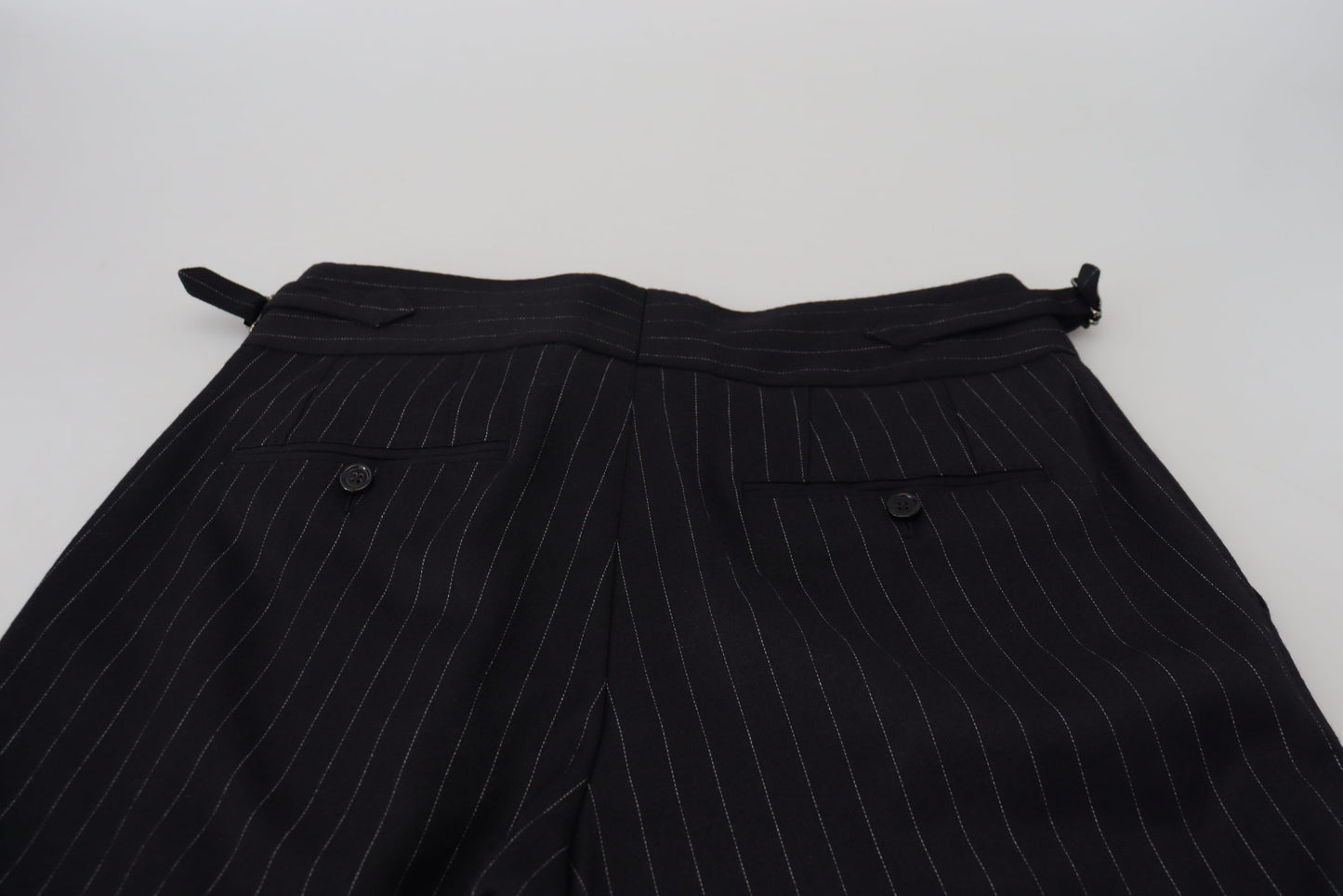 Dolce & Gabbana Elegant Black Striped Wool Blend Trousers IT48 / M