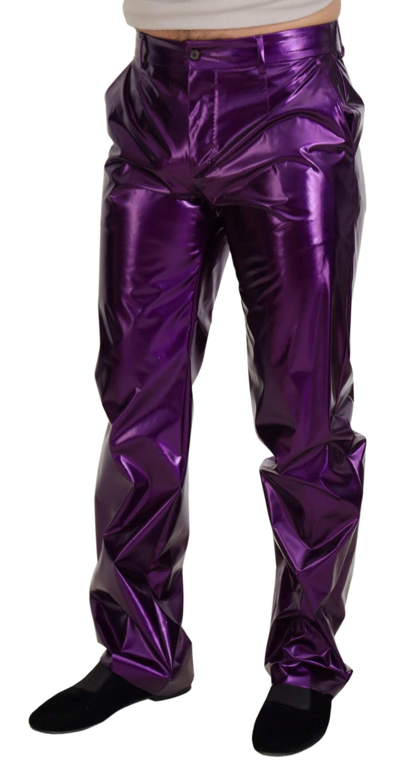 Dolce & Gabbana Elegant Shining Purple Straight Fit Pants IT44 / XS