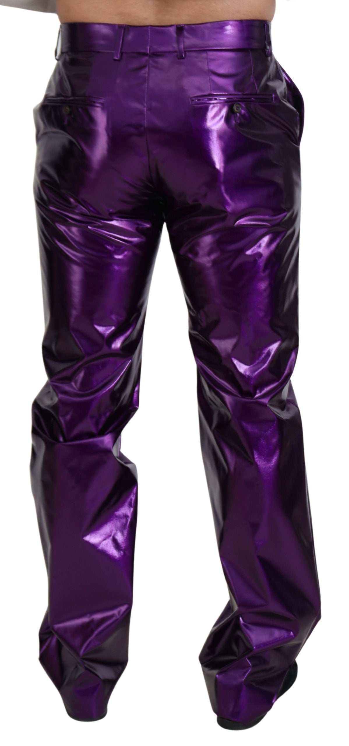 Dolce & Gabbana Elegant Shining Purple Straight Fit Pants IT44 / XS