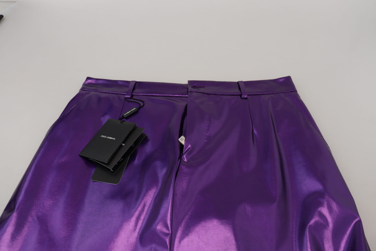 Dolce & Gabbana Elegant Shining Purple Straight Fit Pants IT44 / XS