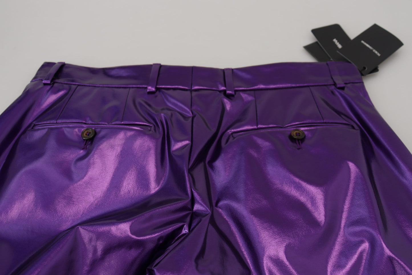 Dolce & Gabbana Elegant Shining Purple Straight Fit Pants IT44 / XS