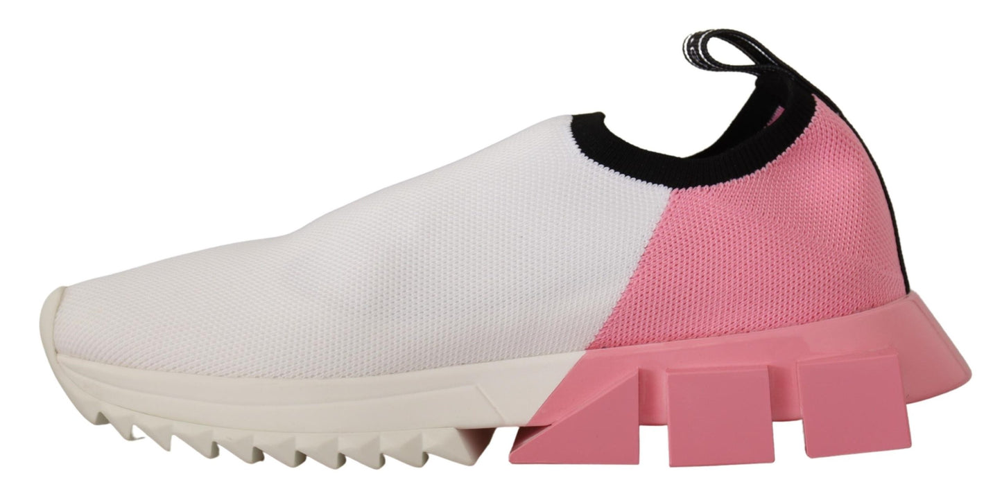 Dolce & Gabbana Elegant Sorrento Slip-On Sneakers in White & Pink EU35 / US4.5