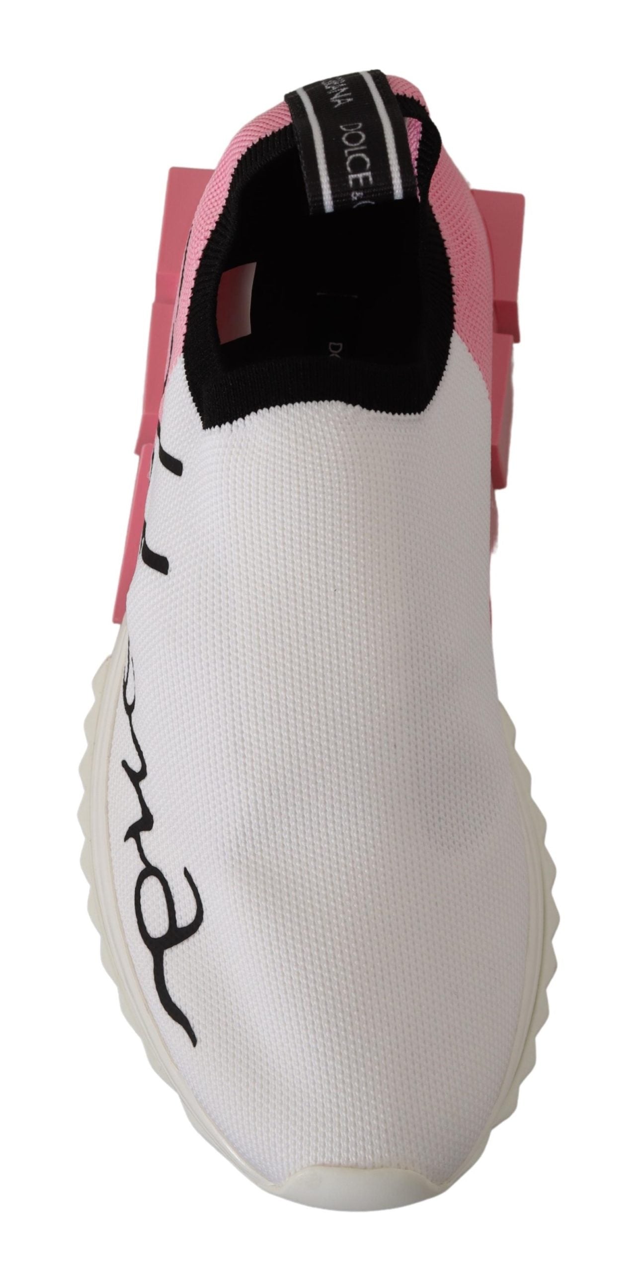 Dolce & Gabbana Elegant Sorrento Slip-On Sneakers in White & Pink EU35 / US4.5