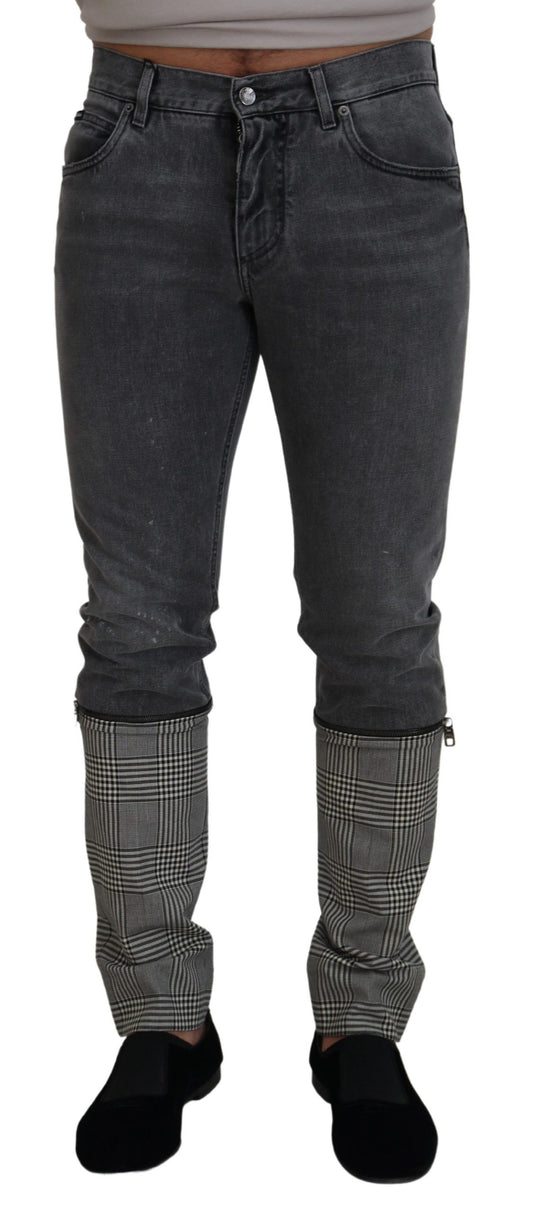 Dolce & Gabbana Elegant Grey Checkered Denim Treasure IT48 / M