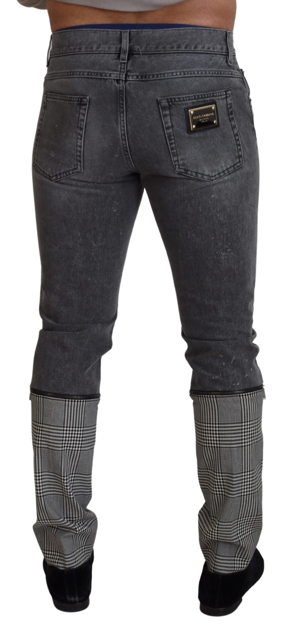 Dolce & Gabbana Elegant Grey Checkered Denim Treasure IT48 / M