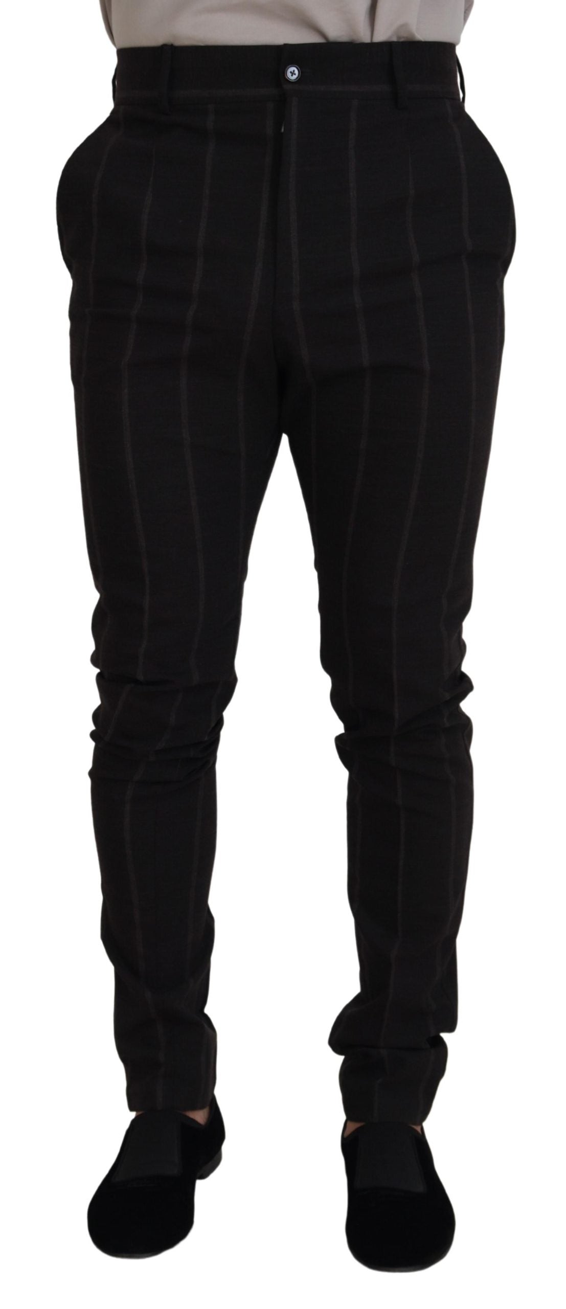 Dolce & Gabbana Elegant Black Striped Chino Pants IT48 / M