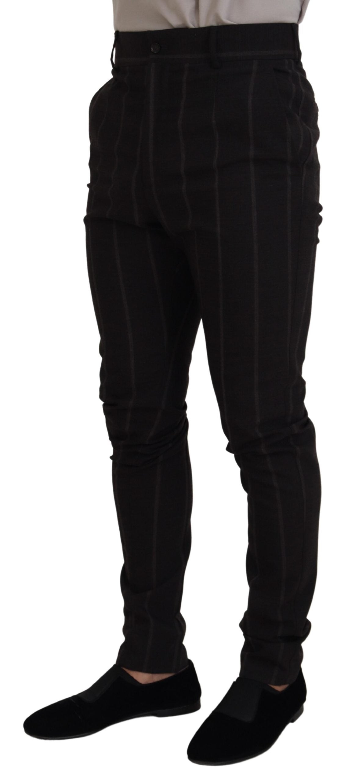 Dolce & Gabbana Elegant Black Striped Chino Pants IT48 / M