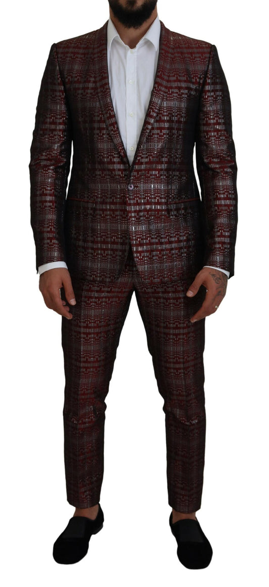 Dolce & Gabbana Bordeaux Fantasy Slim Fit Two-Piece Suit IT50 / L