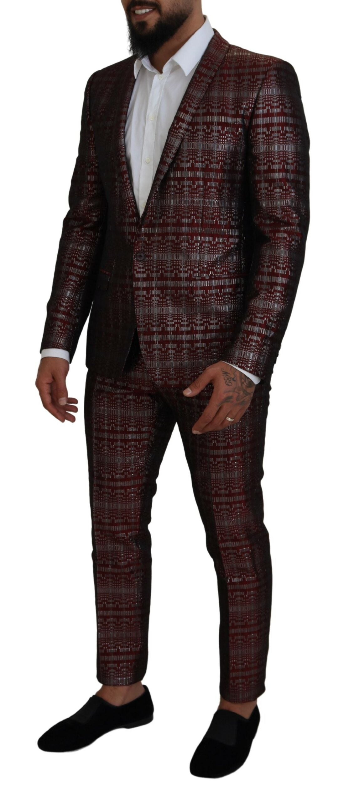 Dolce & Gabbana Bordeaux Fantasy Slim Fit Two-Piece Suit IT50 / L