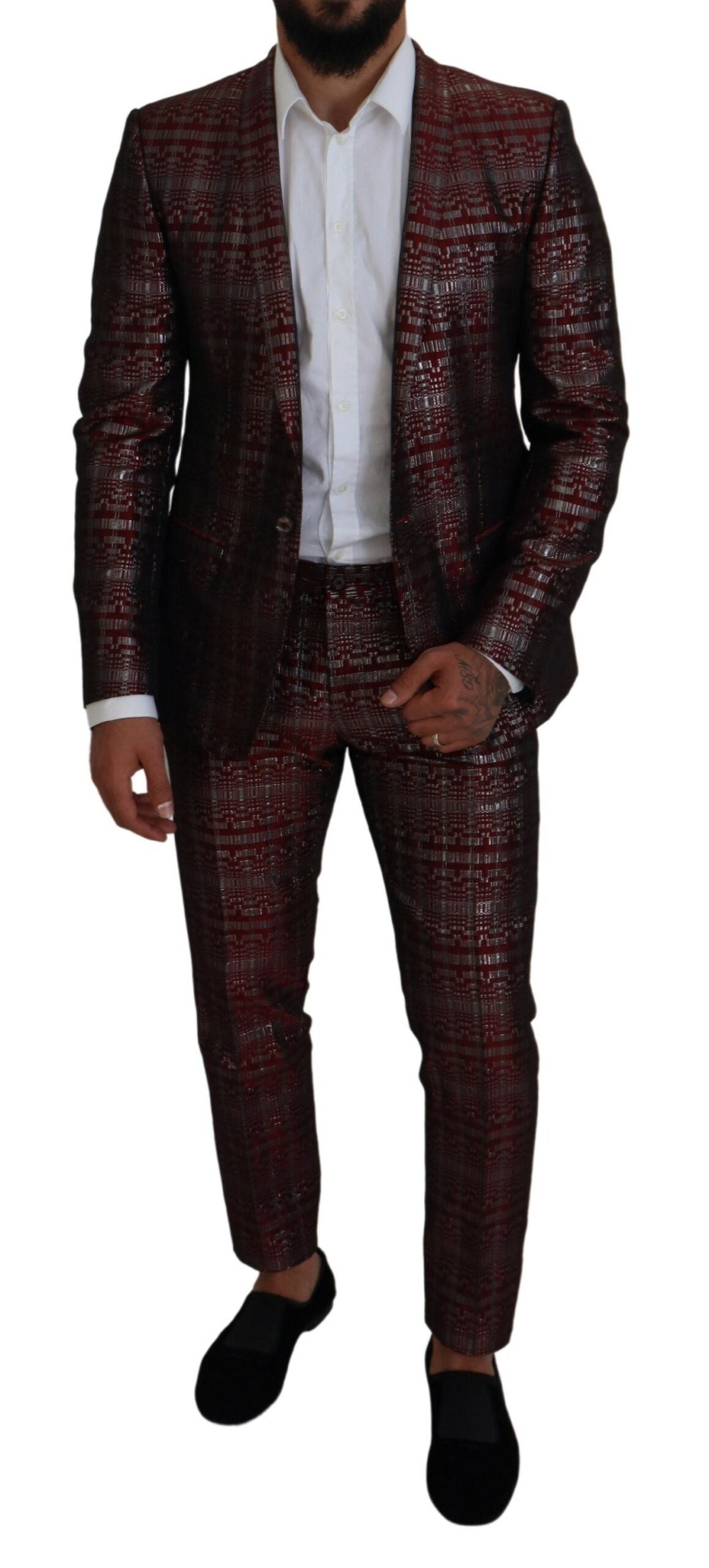 Dolce & Gabbana Bordeaux Fantasy Slim Fit Two-Piece Suit IT50 / L