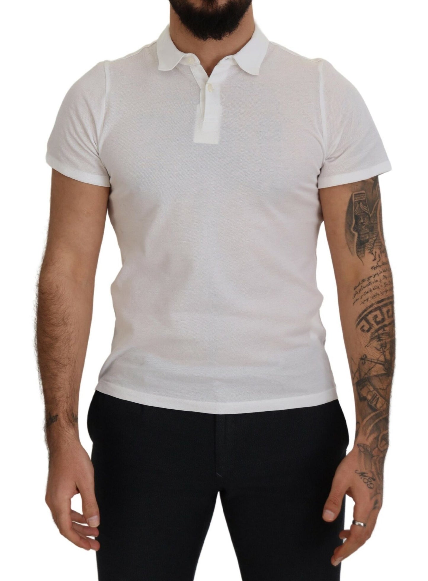 FRADI Elegant White Cotton Polo T-Shirt IT46 | S