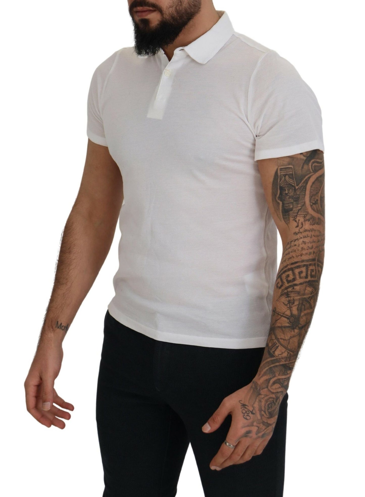 FRADI Elegant White Cotton Polo T-Shirt IT46 | S