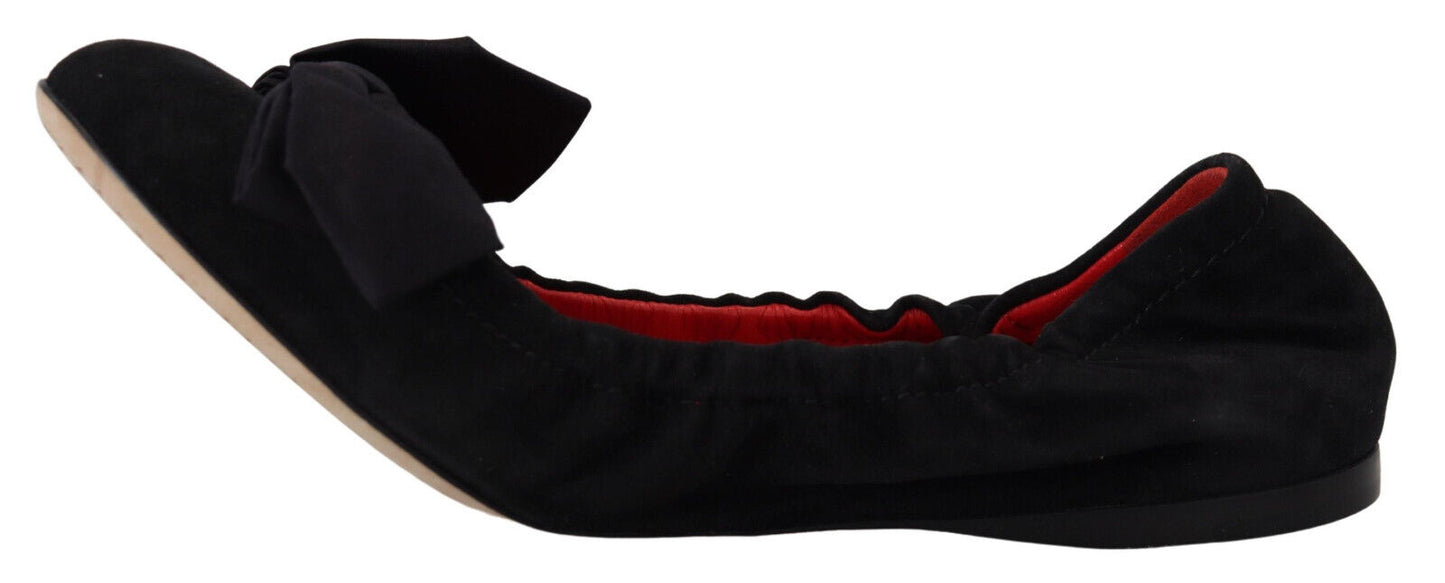 Dolce & Gabbana Elegant Black Suede Ballet Flats EU37 / US6.5