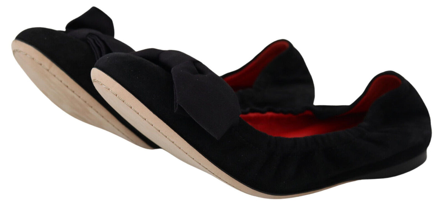 Dolce & Gabbana Elegant Black Suede Ballet Flats EU37 / US6.5