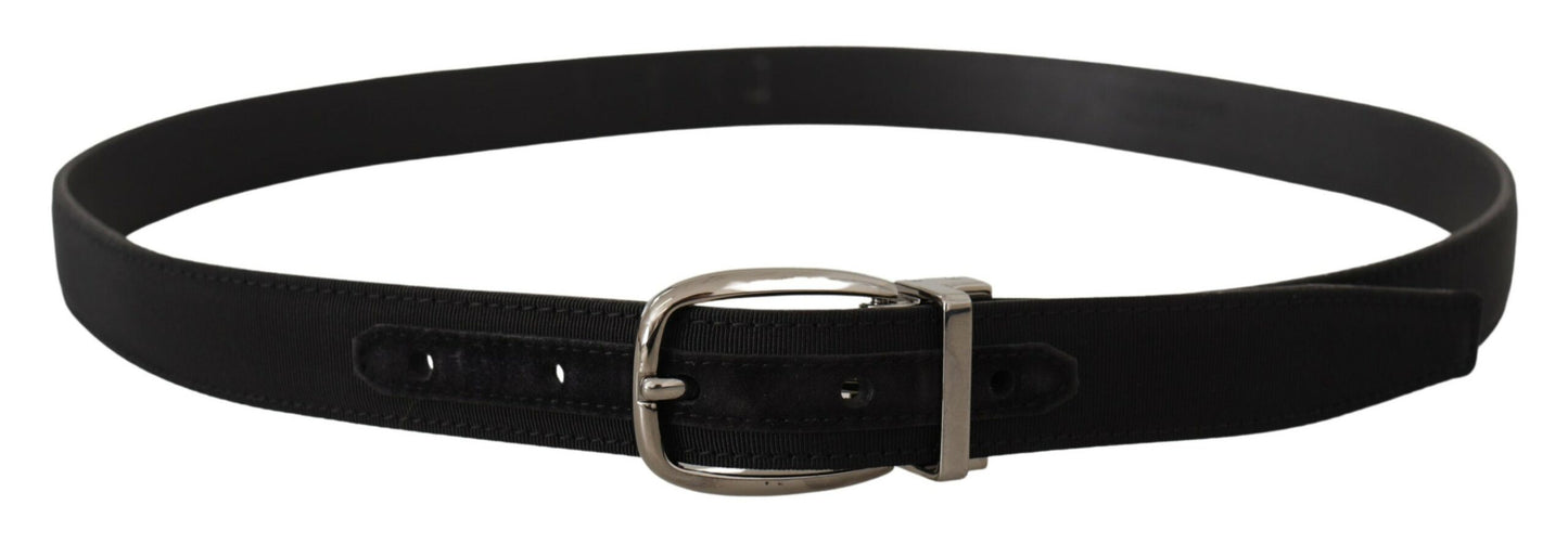 Dolce & Gabbana Elegant Grosgrain Leather Belt with Silver Buckle