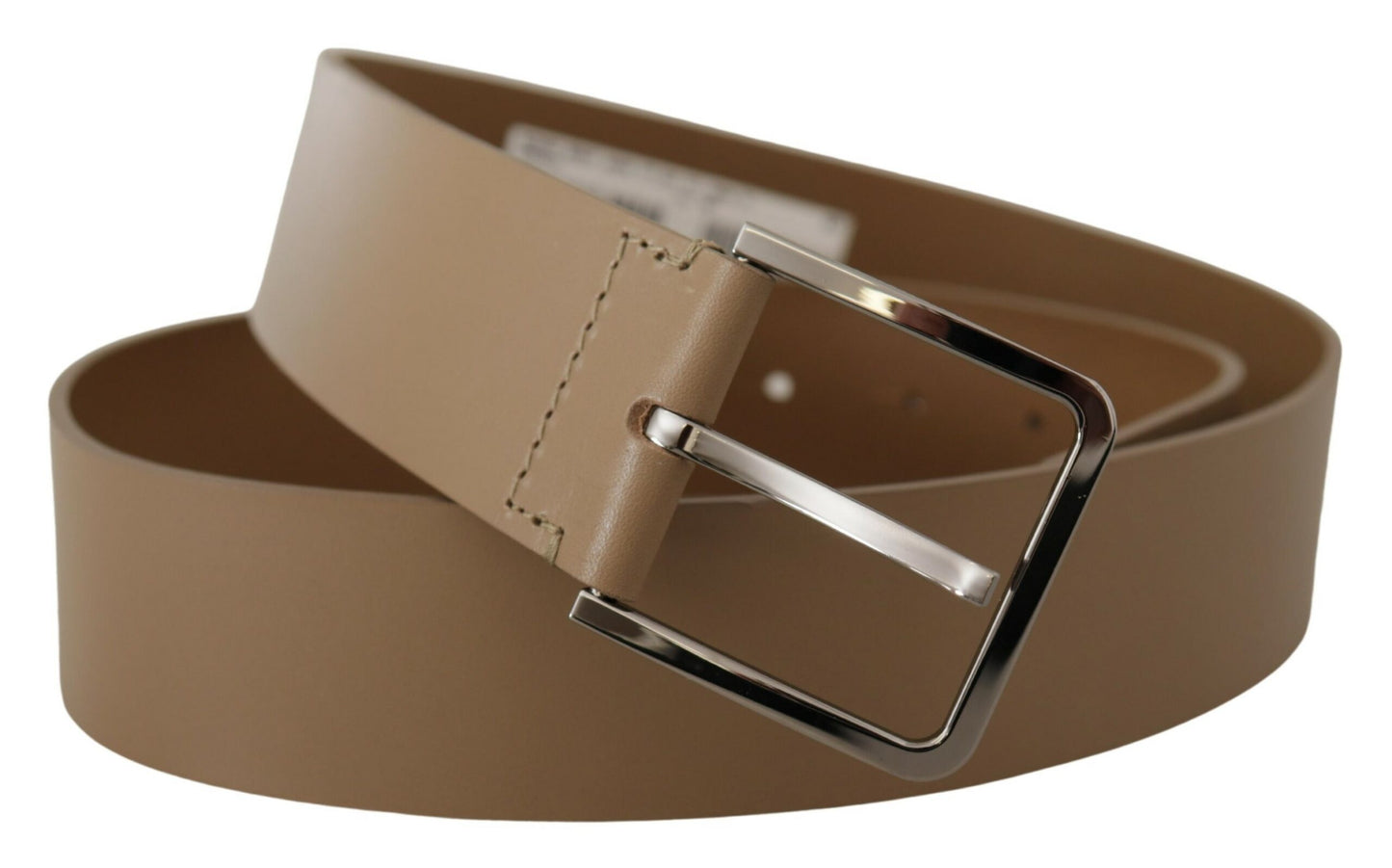 Dolce & Gabbana Beige Leather Statement Belt with Silver Buckle 90CM / 36 INCH