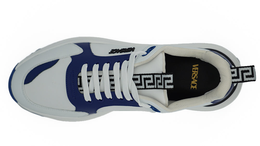 Versace Elegant Blue and White Leather Sneakers EU44 / US11