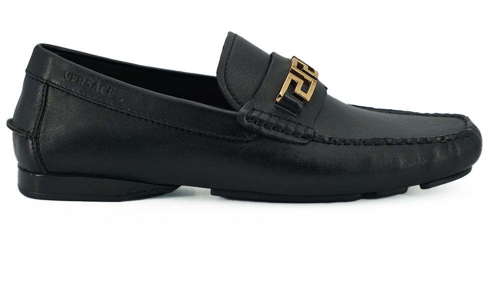 Versace Elegant Black Calf Leather Men's Loafers EU39 | US6