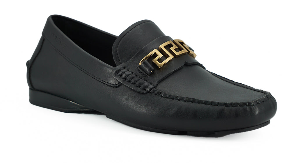 Versace Elegant Black Calf Leather Men's Loafers EU39 | US6