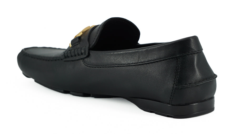 Versace Elegant Black Calf Leather Men's Loafers EU39 | US6