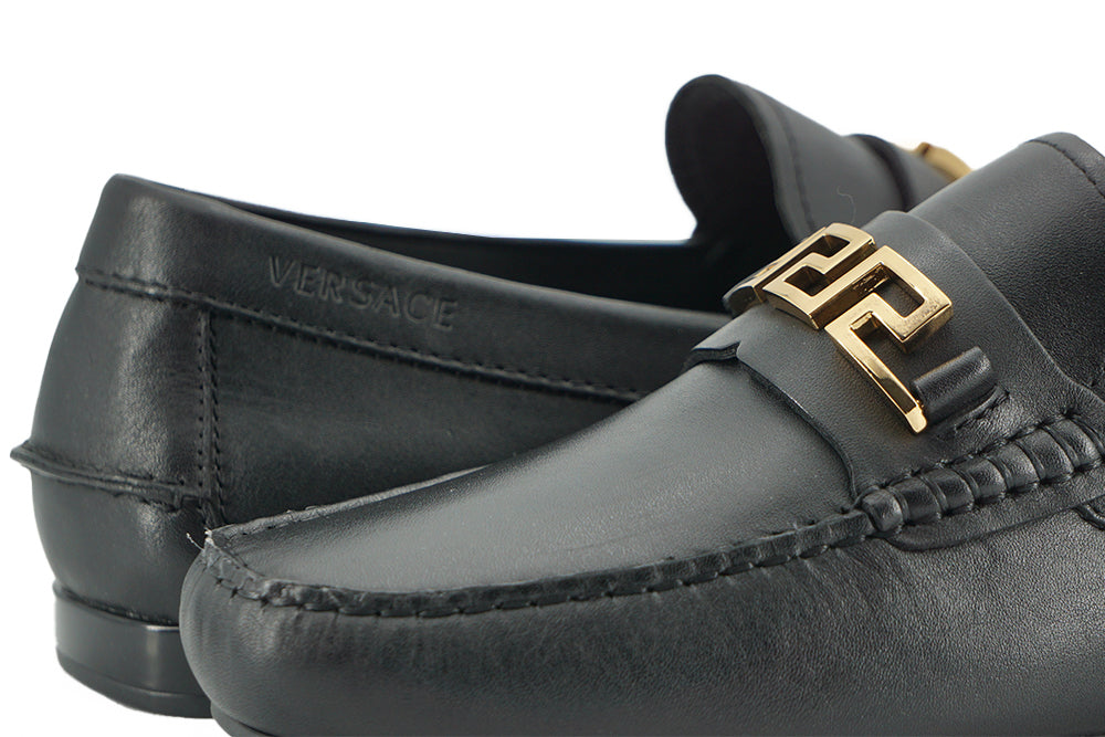 Versace Elegant Black Calf Leather Men's Loafers EU39 | US6