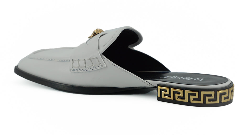 Versace Elegant White Leather Flat Slides EU36 | US6