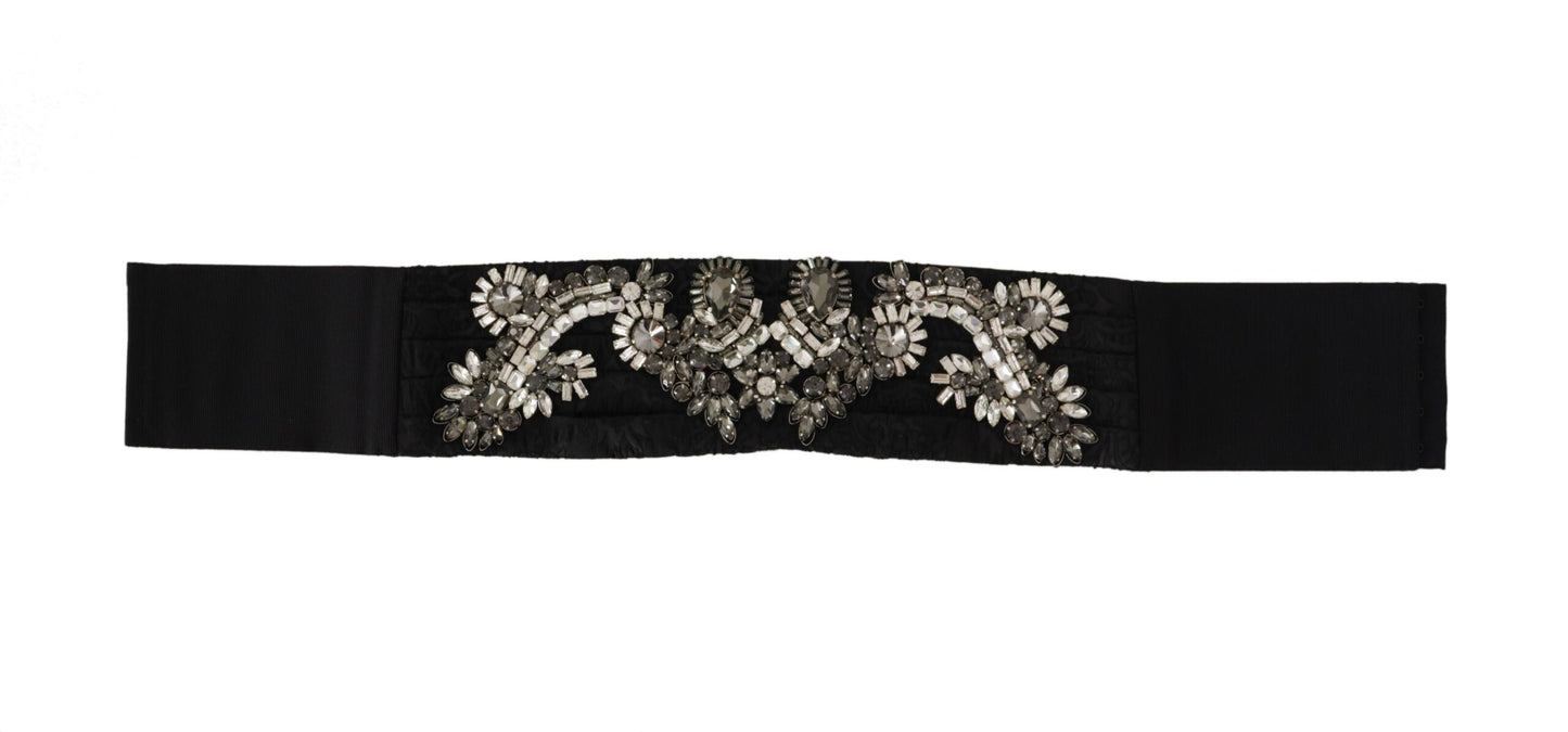 Dolce & Gabbana Elegant Rhinestone-Embellished Silk Belt IT42 / M