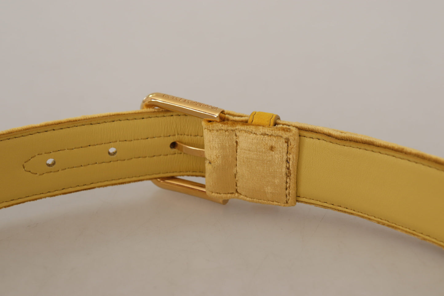 Dolce & Gabbana Elegant Velvet Designer Gold-Buckled Belt