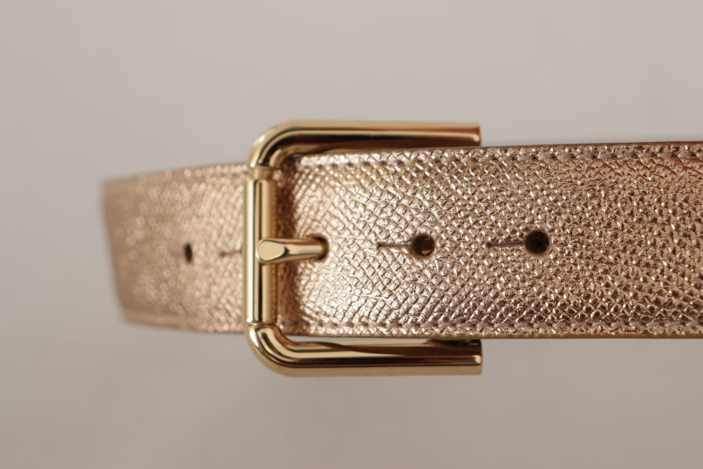 Dolce & Gabbana Chic Rose Gold Leather Belt with Logo Buckle 70CM / 28 INCHES