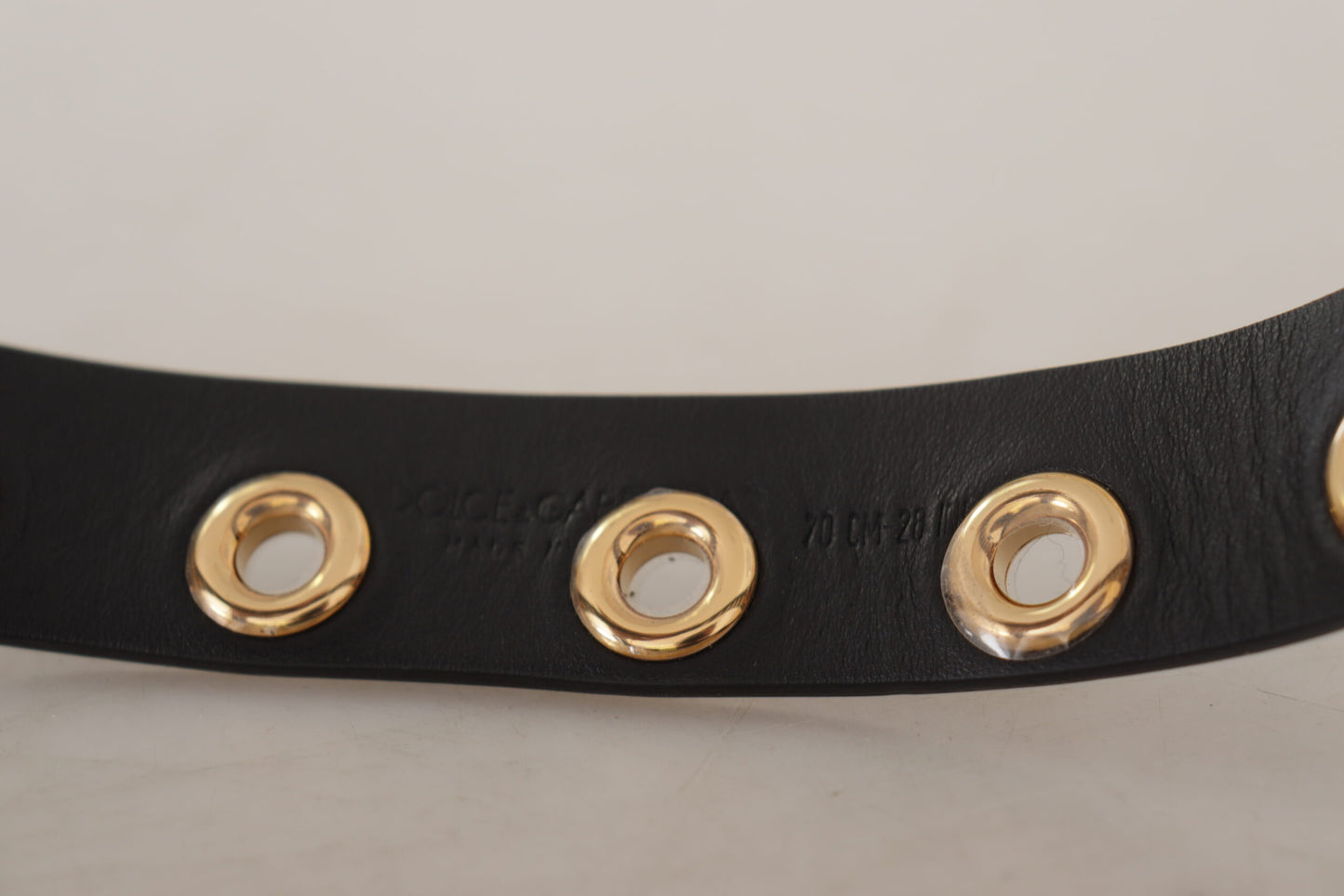 Dolce & Gabbana Chic Black Leather Belt with Engraved Buckle 70CM / 28INCH