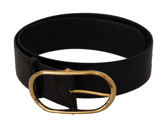 Dolce & Gabbana Chic Black Leather Logo Belt 80CM / 32INCH