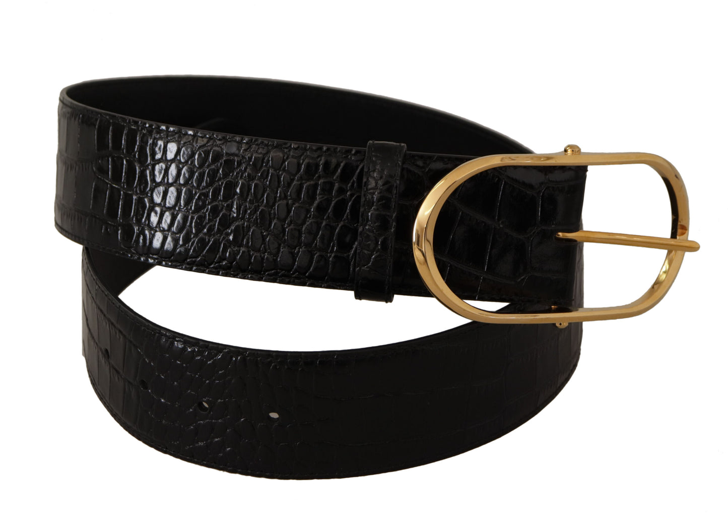 Dolce & Gabbana Chic Black Leather Logo Belt 80CM / 32INCH