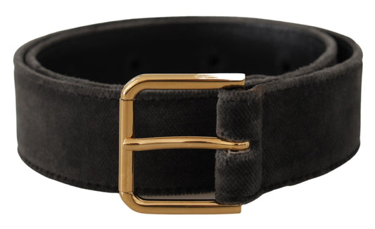 Dolce & Gabbana Elegant Velvet Belt with Engraved Buckle