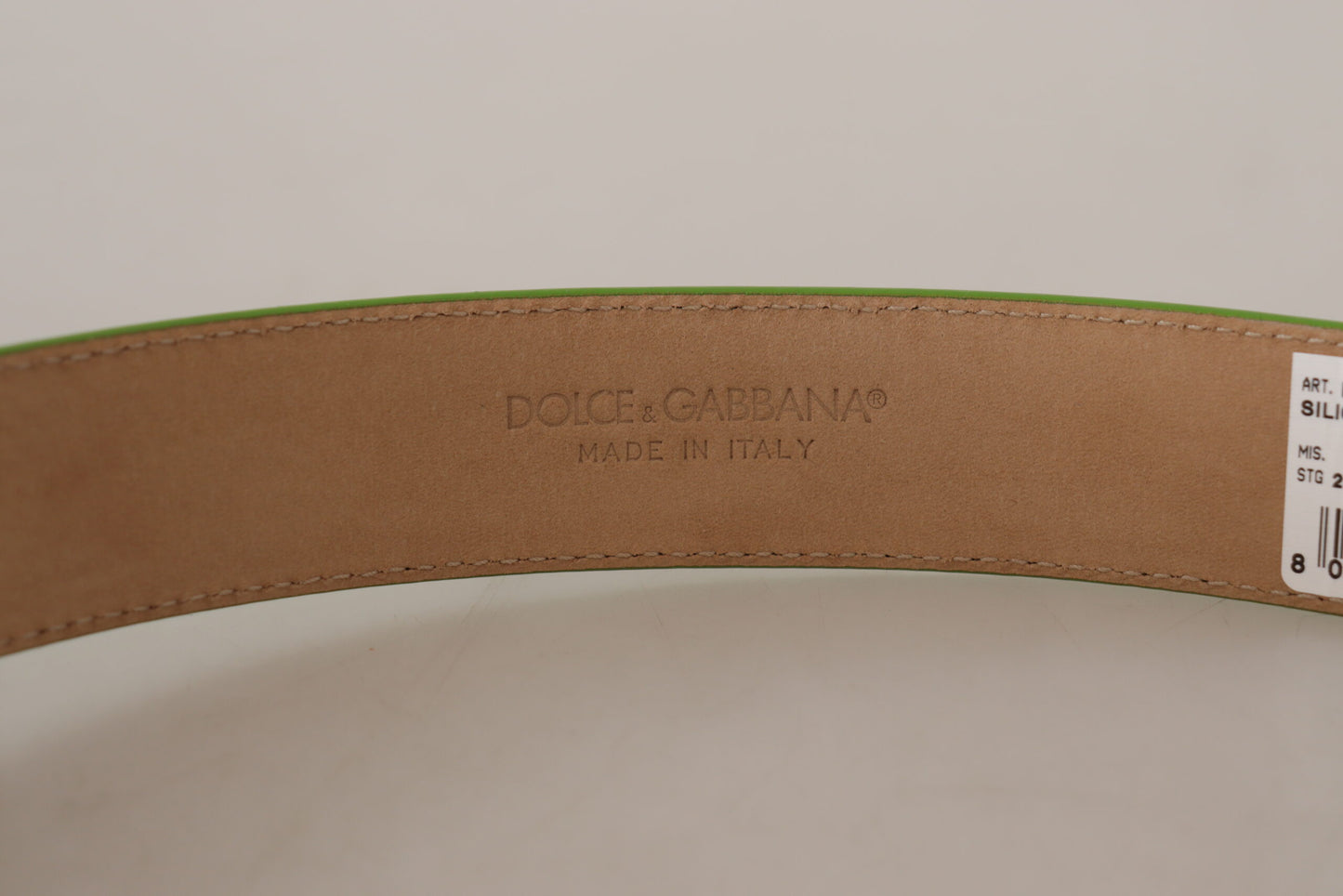 Dolce & Gabbana Chic Emerald Leather Belt with Engraved Buckle 70CM / 28INCHES