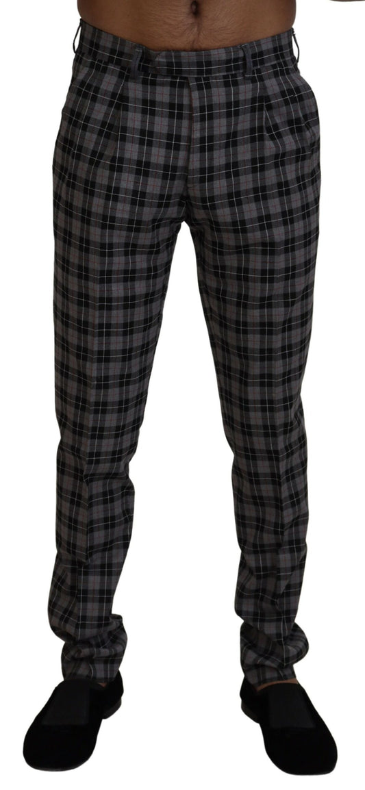 BENCIVENGA Elegant Gray Checked Gentleman's Chinos IT46 | S