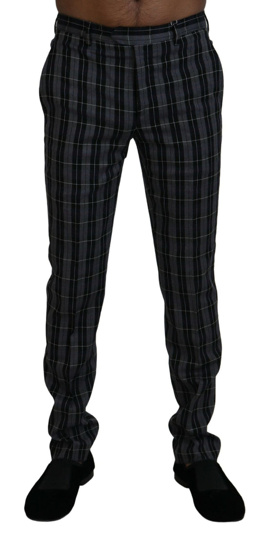 BENCIVENGA Elegant Gray Checkered Wool Chino Pants IT46 | S