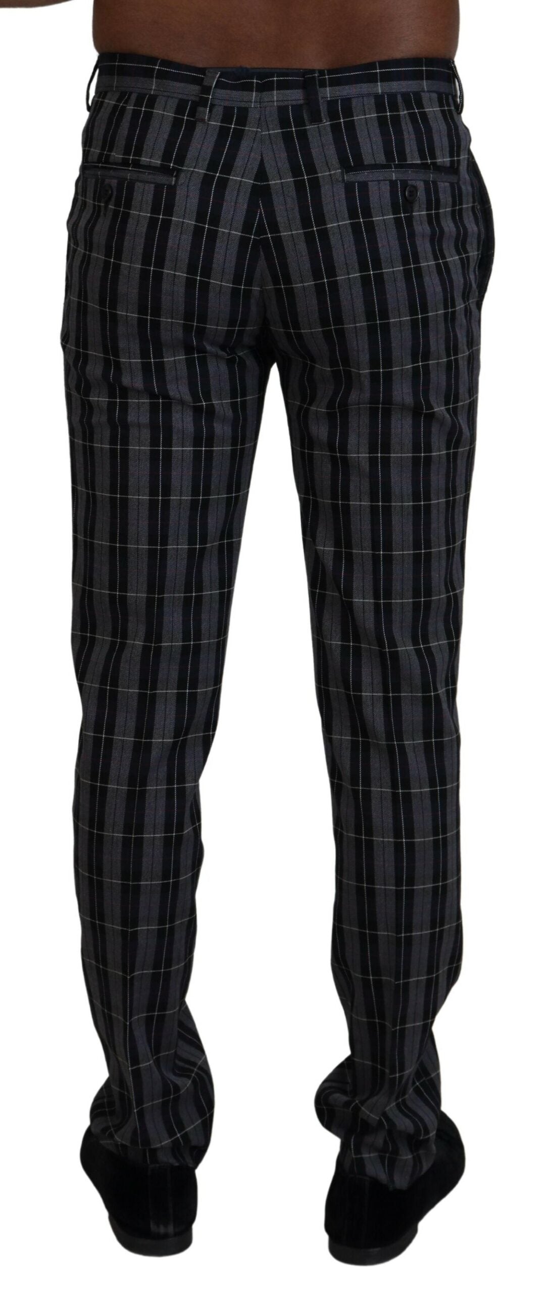 BENCIVENGA Elegant Gray Checkered Wool Chino Pants IT46 | S