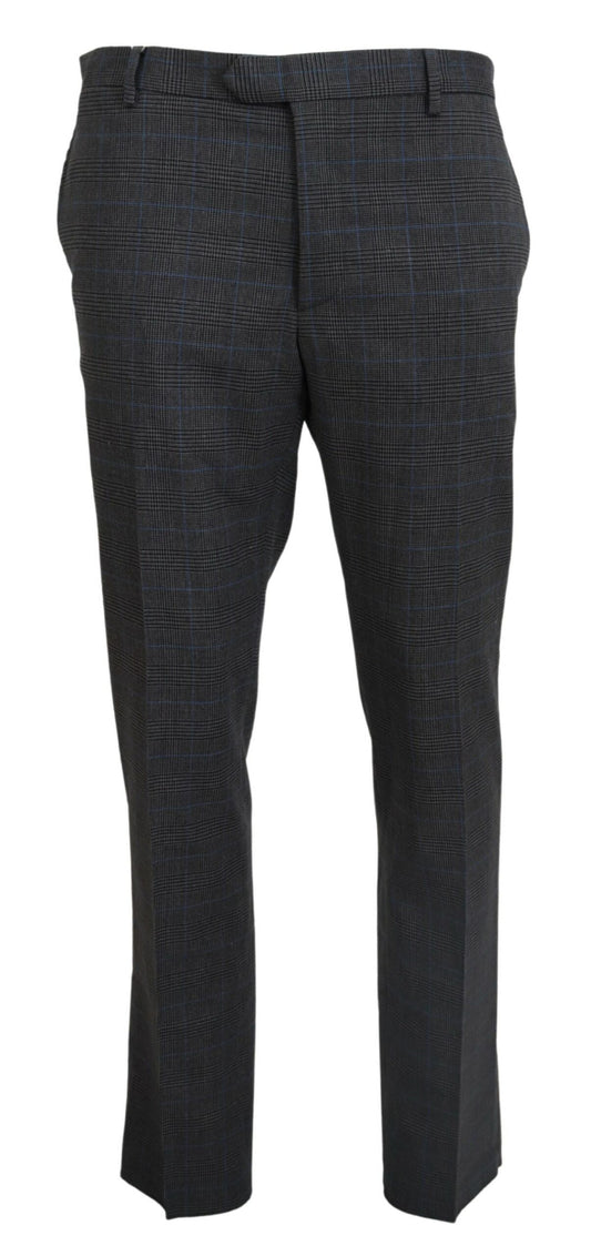 BENCIVENGA Elegant Checkered Wool Dress Pants for Men IT54 | XL