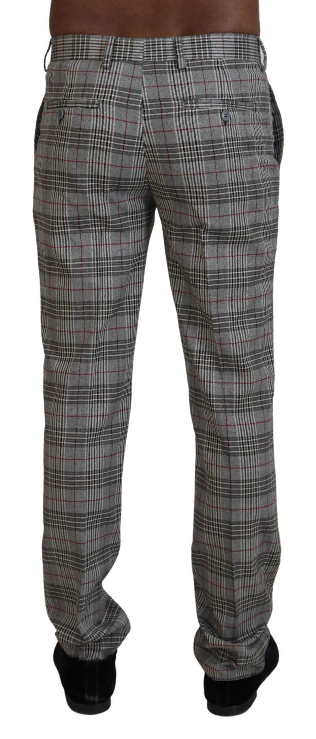 BENCIVENGA Elegant Gray Checkered Slim Men's Pants IT46 | S