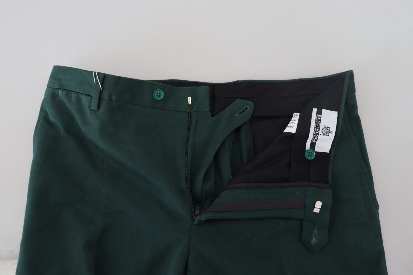 BENCIVENGA Elegant Dark Green Chino Trousers IT46 | S