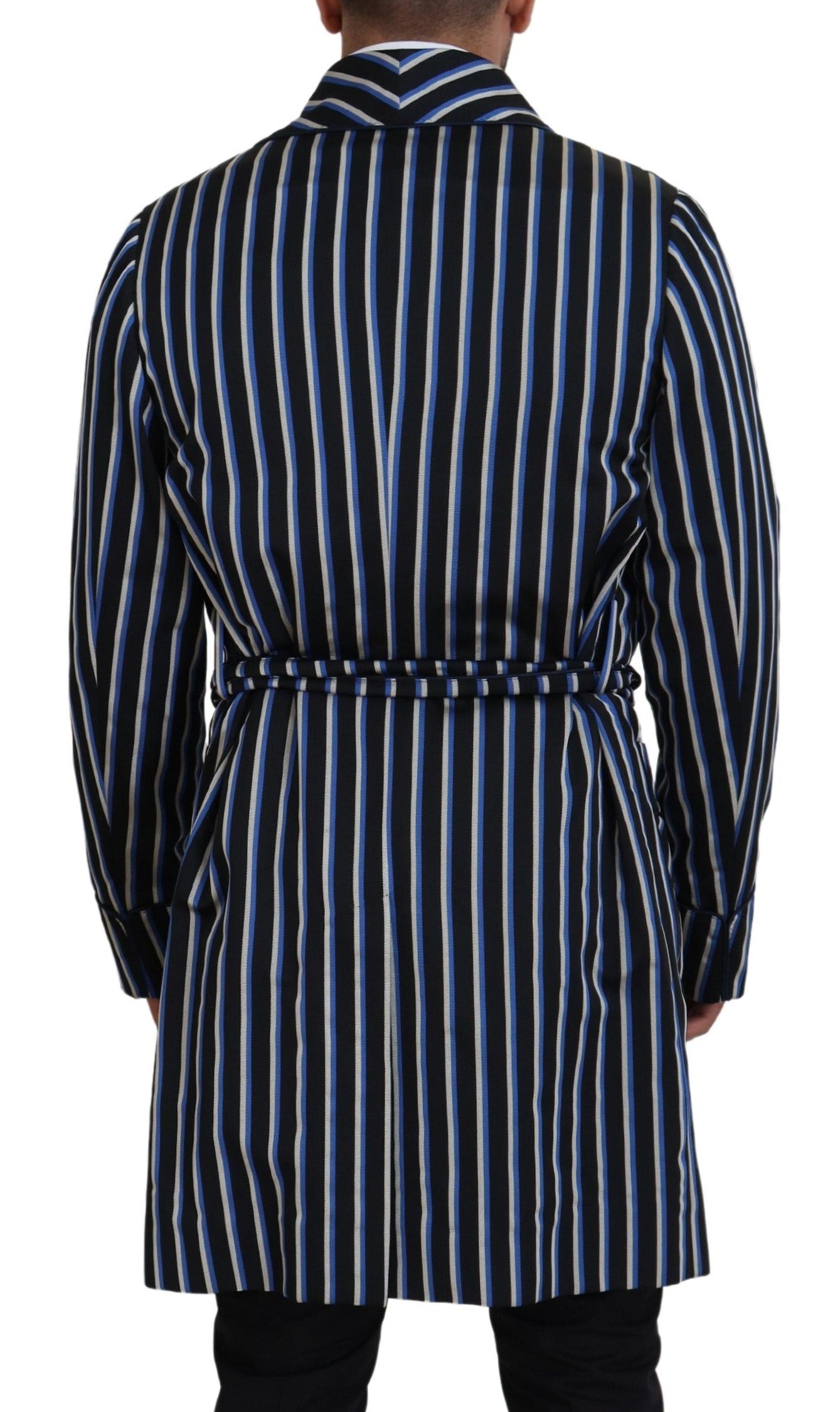 Dolce & Gabbana Elegant Striped Silk Blend Robe IT48 / M