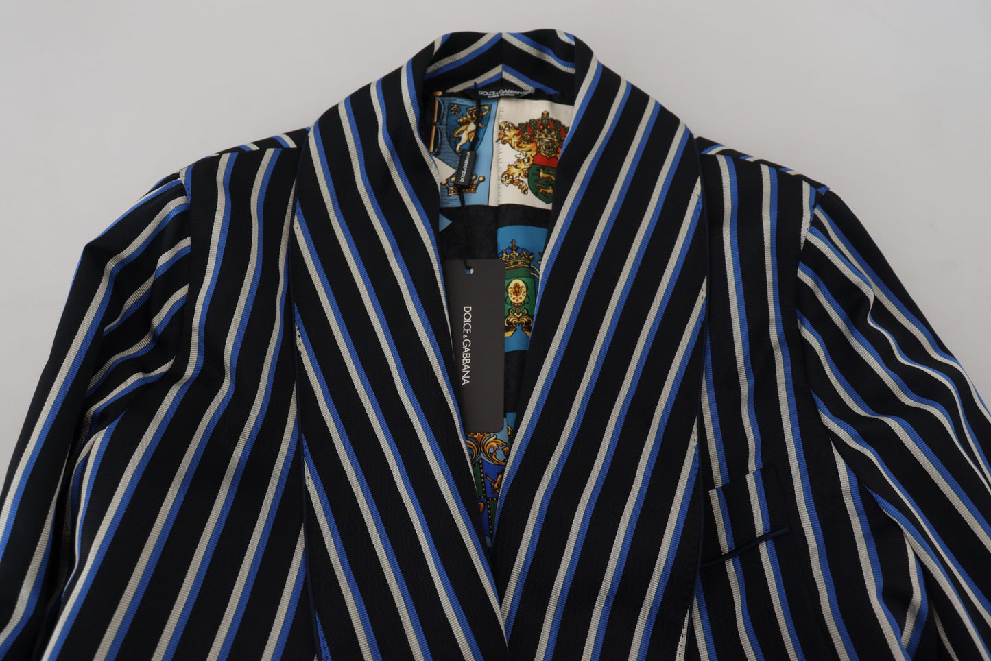 Dolce & Gabbana Elegant Striped Silk Blend Robe IT48 / M