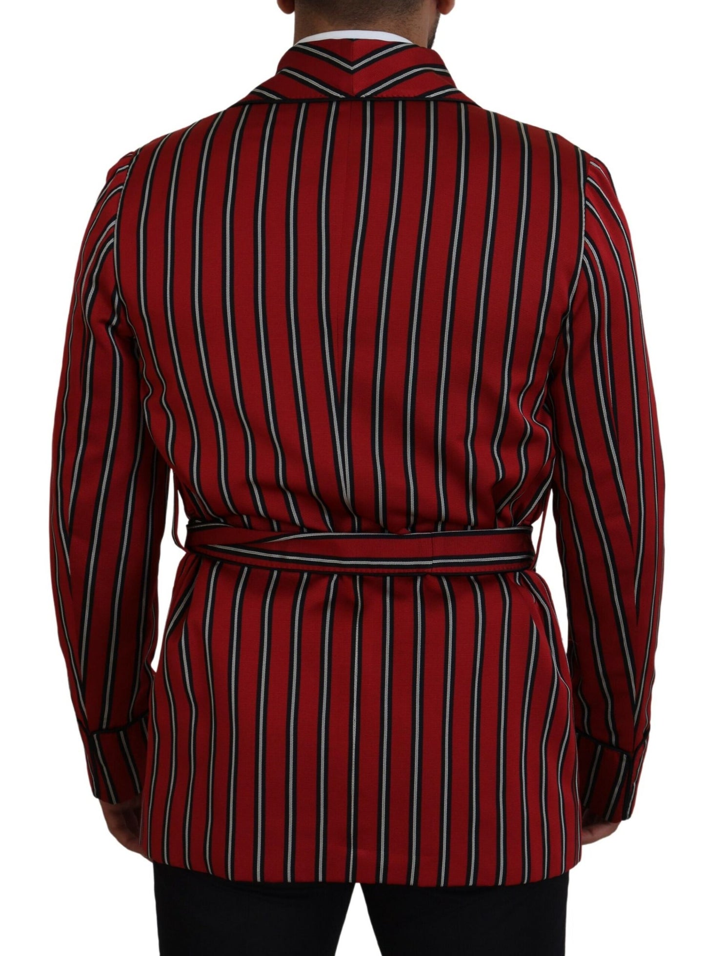 Dolce & Gabbana Elegant Red Striped Long Robe Luxury Wear IT48 / M