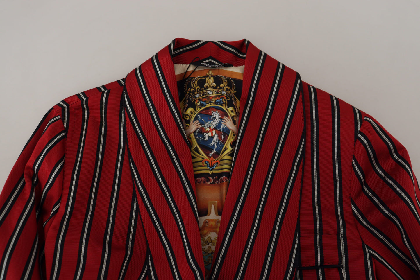 Dolce & Gabbana Elegant Red Striped Long Robe Luxury Wear IT48 / M