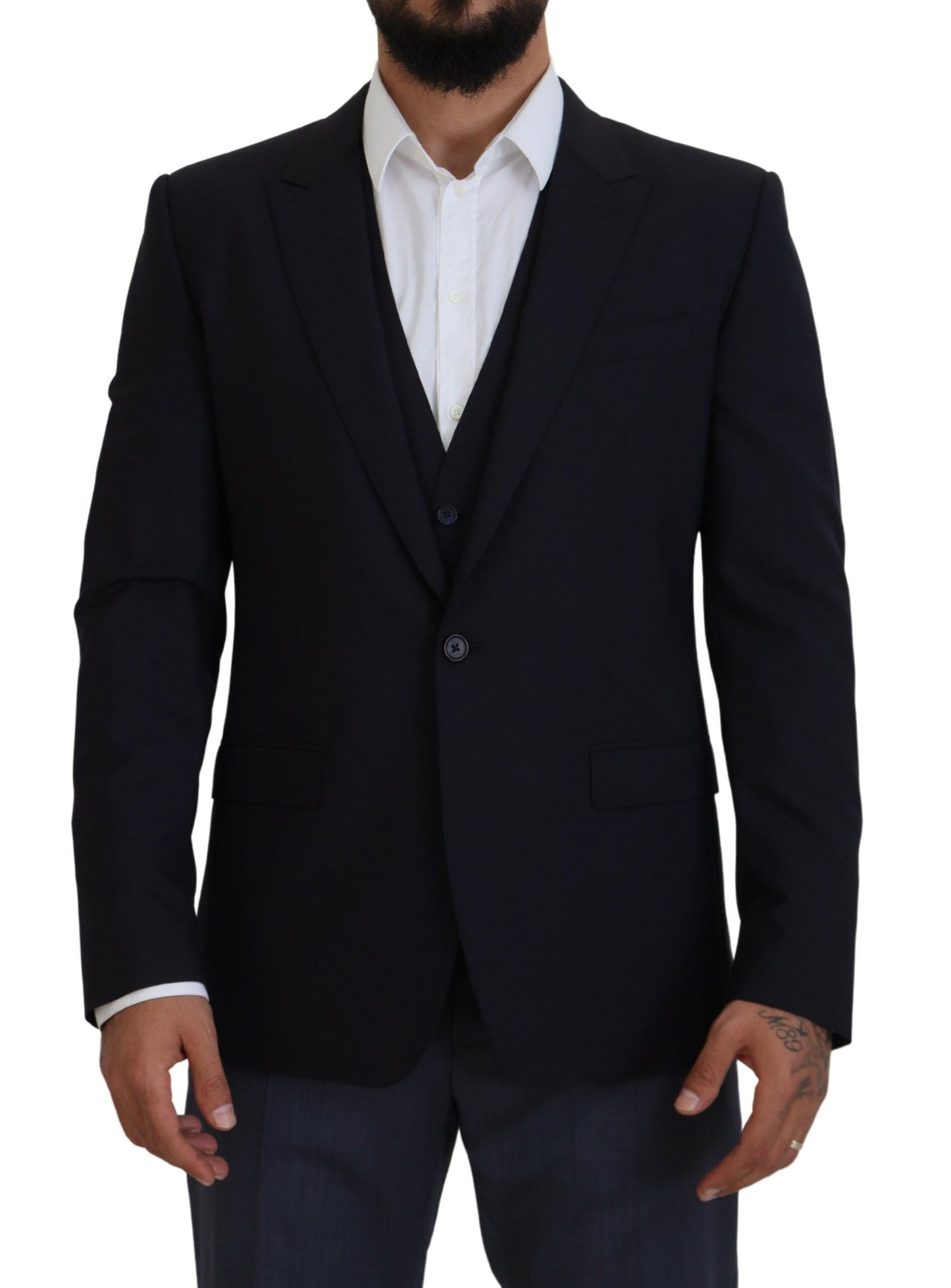 Dolce & Gabbana Elegant Navy Wool Blend Martini Blazer IT52 / L