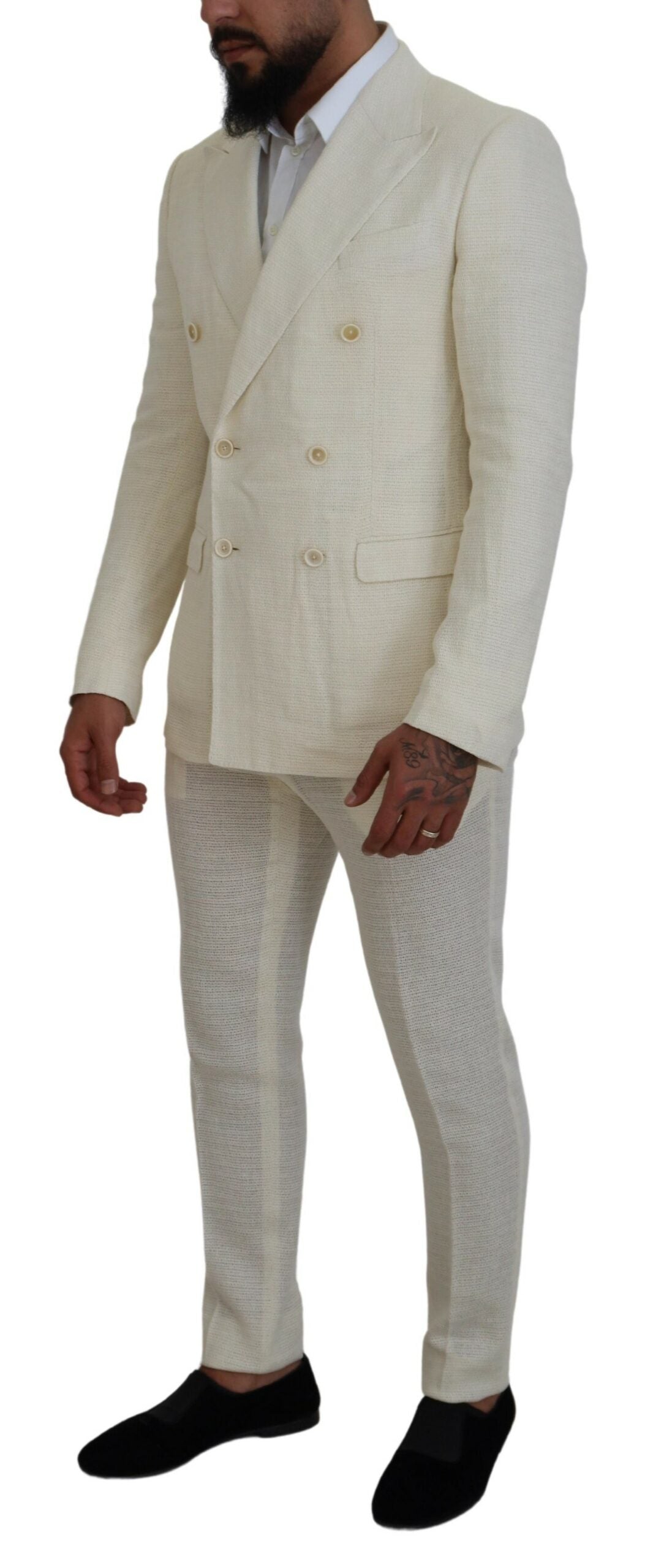 Dolce & Gabbana Elegant Off White Silk-Blend Suit IT50 / L